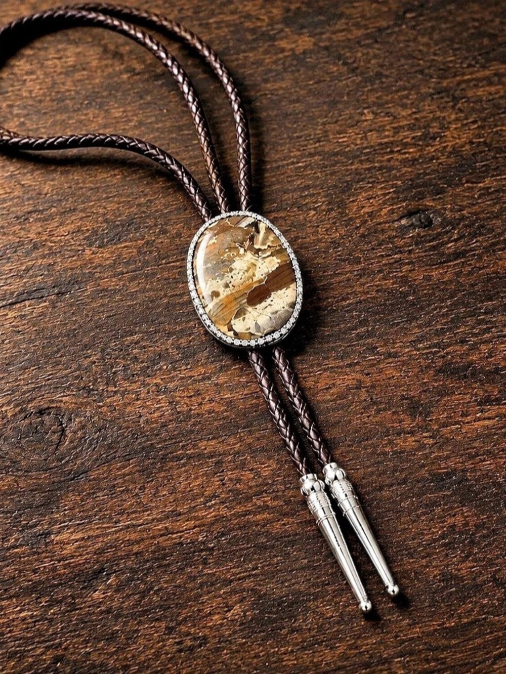 Brown & Silver Bolo Tie New